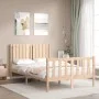 Bed frame with solid wood headboard 120x200 cm by vidaXL, Beds and slatted bases - Ref: Foro24-3192941, Price: 122,43 €, Disc...