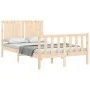 Bed frame with solid wood headboard 120x200 cm by vidaXL, Beds and slatted bases - Ref: Foro24-3192941, Price: 122,43 €, Disc...