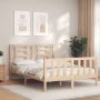 Bed frame with solid wood headboard 120x200 cm by vidaXL, Beds and slatted bases - Ref: Foro24-3192876, Price: 117,68 €, Disc...