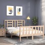Bed frame with solid wood headboard 120x200 cm by vidaXL, Beds and slatted bases - Ref: Foro24-3192876, Price: 119,15 €, Disc...