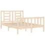 Bed frame with solid wood headboard 120x200 cm by vidaXL, Beds and slatted bases - Ref: Foro24-3192876, Price: 117,68 €, Disc...
