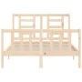 Estructura de cama con cabecero madera maciza 120x200 cm de vidaXL, Camas y somieres - Ref: Foro24-3192876, Precio: 117,53 €,...