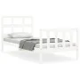 Weißer Massivholzbettrahmen mit Kopfteil 90x200 cm von vidaXL, Betten und Lattenroste - Ref: Foro24-3192997, Preis: 96,73 €, ...
