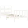 Weißer Massivholzbettrahmen mit Kopfteil 90x200 cm von vidaXL, Betten und Lattenroste - Ref: Foro24-3192997, Preis: 96,73 €, ...