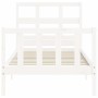 Weißer Massivholzbettrahmen mit Kopfteil 90x200 cm von vidaXL, Betten und Lattenroste - Ref: Foro24-3192997, Preis: 97,95 €, ...