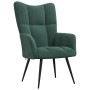 Sillón de relax con taburete terciopelo verde oscuro