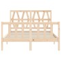 Bed frame with solid wood headboard 120x200 cm by vidaXL, Beds and slatted bases - Ref: Foro24-3192486, Price: 126,53 €, Disc...