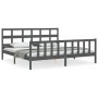 Gray solid wood bed frame with headboard 200x200 cm by vidaXL, Beds and slatted bases - Ref: Foro24-3193033, Price: 173,03 €,...