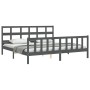 Gray solid wood bed frame with headboard 200x200 cm by vidaXL, Beds and slatted bases - Ref: Foro24-3193033, Price: 173,03 €,...