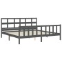 Gray solid wood bed frame with headboard 200x200 cm by vidaXL, Beds and slatted bases - Ref: Foro24-3193033, Price: 173,03 €,...