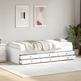 Sofá cama con cajones sin colchón blanco 100x200 cm en Camas y somieres | Comprar online en Foro24