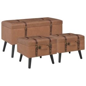Aufbewahrungshocker 3 Stück braunes Kunstleder von vidaXL, Bänke für Hallen und Lager - Ref: Foro24-247533, Preis: 166,75 €, ...
