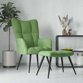 Sillón de relax con taburete terciopelo verde claro Sillón de relax con taburete terciopelo verde claro
