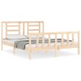 Double bed frame with solid wood headboard by vidaXL, Beds and slatted bases - Ref: Foro24-3192886, Price: 152,42 €, Discount: %
