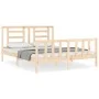 Estructura de cama de matrimonio con cabecero madera maciza de vidaXL, Camas y somieres - Ref: Foro24-3192886, Precio: 150,15...