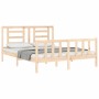 Double bed frame with solid wood headboard by vidaXL, Beds and slatted bases - Ref: Foro24-3192886, Price: 152,42 €, Discount: %