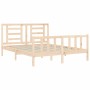 Double bed frame with solid wood headboard by vidaXL, Beds and slatted bases - Ref: Foro24-3192886, Price: 152,42 €, Discount: %