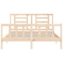 Double bed frame with solid wood headboard by vidaXL, Beds and slatted bases - Ref: Foro24-3192886, Price: 152,42 €, Discount: %