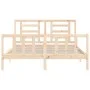 Estructura de cama de matrimonio con cabecero madera maciza de vidaXL, Camas y somieres - Ref: Foro24-3192886, Precio: 150,15...