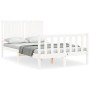White solid wood bed frame with headboard 120x200 cm by vidaXL, Beds and slatted bases - Ref: Foro24-3192942, Price: 135,62 €...