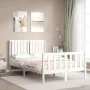 White solid wood bed frame with headboard 120x200 cm by vidaXL, Beds and slatted bases - Ref: Foro24-3192942, Price: 132,08 €...
