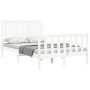 White solid wood bed frame with headboard 120x200 cm by vidaXL, Beds and slatted bases - Ref: Foro24-3192942, Price: 135,62 €...