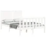 White solid wood bed frame with headboard 120x200 cm by vidaXL, Beds and slatted bases - Ref: Foro24-3192942, Price: 132,08 €...