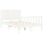 White solid wood bed frame with headboard 120x200 cm by vidaXL, Beds and slatted bases - Ref: Foro24-3192942, Price: 132,08 €...