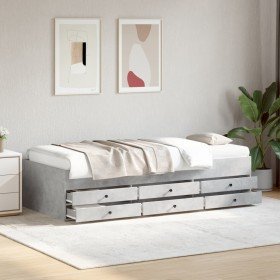 Sofá cama con cajones sin colchón gris hormigón 90x200 cm Sofá cama con cajones sin colchón gris hormigón 90x200 cm