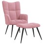Sillón de relax con taburete terciopelo rosa