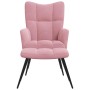 Sillón de relax con taburete terciopelo rosa