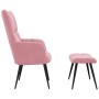 Sillón de relax con taburete terciopelo rosa