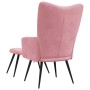 Sillón de relax con taburete terciopelo rosa