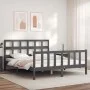 Double bed frame with gray solid wood headboard by vidaXL, Beds and slatted bases - Ref: Foro24-3193018, Price: 158,09 €, Dis...