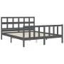 Double bed frame with gray solid wood headboard by vidaXL, Beds and slatted bases - Ref: Foro24-3193018, Price: 158,09 €, Dis...