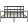 Double bed frame with gray solid wood headboard by vidaXL, Beds and slatted bases - Ref: Foro24-3193018, Price: 158,09 €, Dis...
