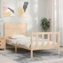 Bed frame with solid wood headboard 90x200 cm by vidaXL, Beds and slatted bases - Ref: Foro24-3192736, Price: 97,94 €, Discou...