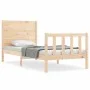 Bed frame with solid wood headboard 90x200 cm by vidaXL, Beds and slatted bases - Ref: Foro24-3192736, Price: 97,94 €, Discou...