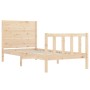 Bed frame with solid wood headboard 90x200 cm by vidaXL, Beds and slatted bases - Ref: Foro24-3192736, Price: 99,16 €, Discou...