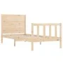 Bed frame with solid wood headboard 90x200 cm by vidaXL, Beds and slatted bases - Ref: Foro24-3192736, Price: 97,94 €, Discou...