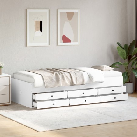 Sofá cama con cajones sin colchón blanco 75x190 cm