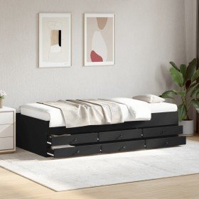 Sofá cama con cajones sin colchón negro 75x190 cm Sofá cama con cajones sin colchón negro 75x190 cm