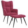 Sillón de relax con taburete terciopelo rojo tinto