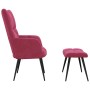 Sillón de relax con taburete terciopelo rojo tinto