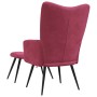 Sillón de relax con taburete terciopelo rojo tinto