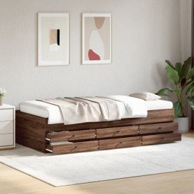 Sofá cama con cajones sin colchón roble marrón 75x190 cm en Camas y somieres | Comprar online en Foro24