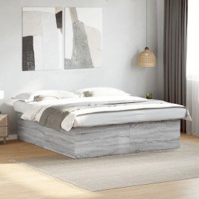 Estructura de cama madera de ingeniería gris Sonoma 200x200 cm Estructura de cama madera de ingeniería gris Sonoma 200x200 cm