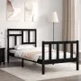 Einzelbettgestell mit schwarzem Massivholz-Kopfteil von vidaXL, Betten und Lattenroste - Ref: Foro24-3193105, Preis: 118,05 €...