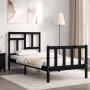 Single bed frame with black solid wood headboard by vidaXL, Beds and slatted bases - Ref: Foro24-3193105, Price: 119,67 €, Di...