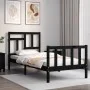 Einzelbettgestell mit schwarzem Massivholz-Kopfteil von vidaXL, Betten und Lattenroste - Ref: Foro24-3193105, Preis: 118,05 €...